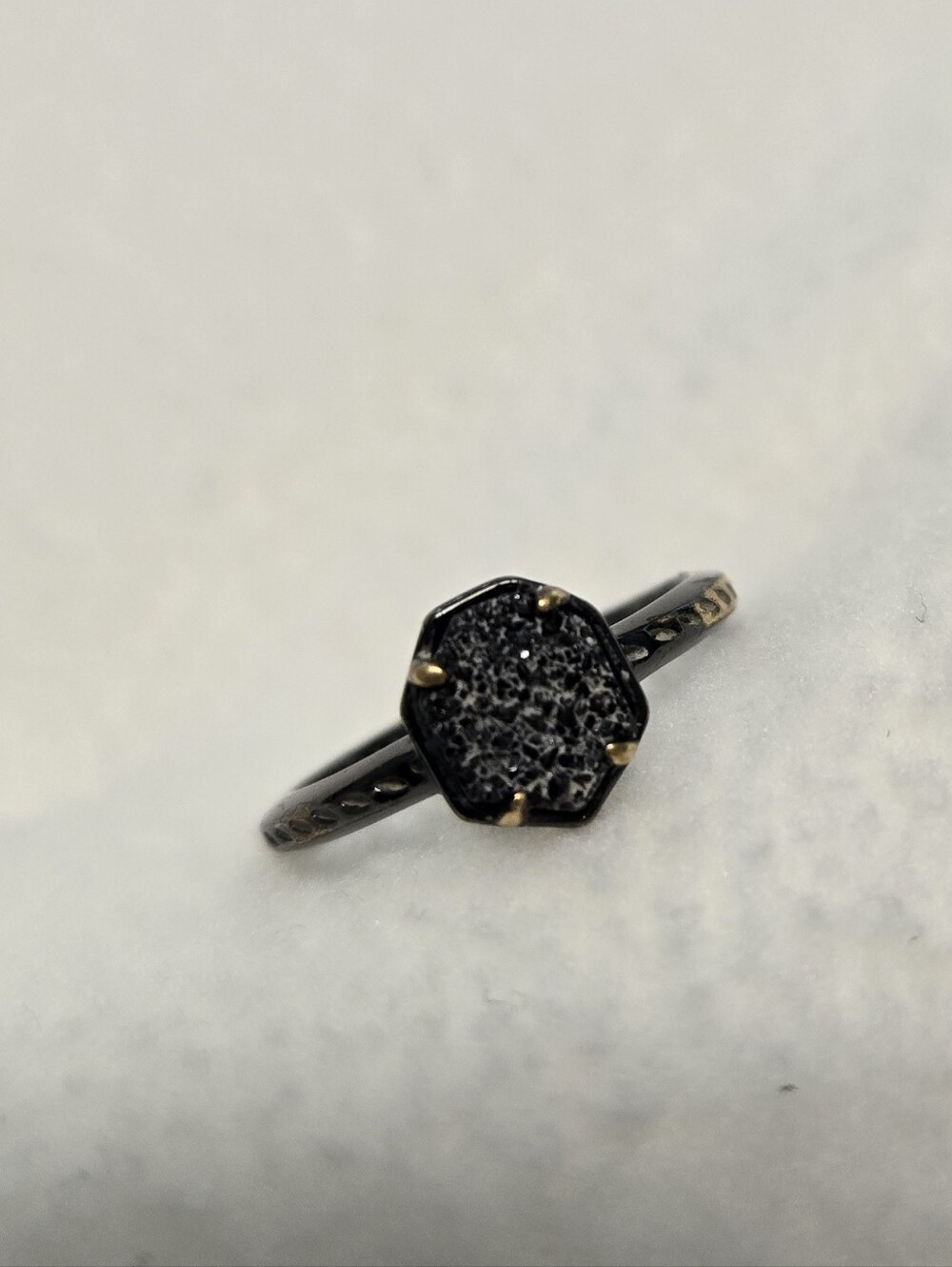 Kendra Scott Calvin Black Drusy Ring Size 7 - Picture 5 of 9